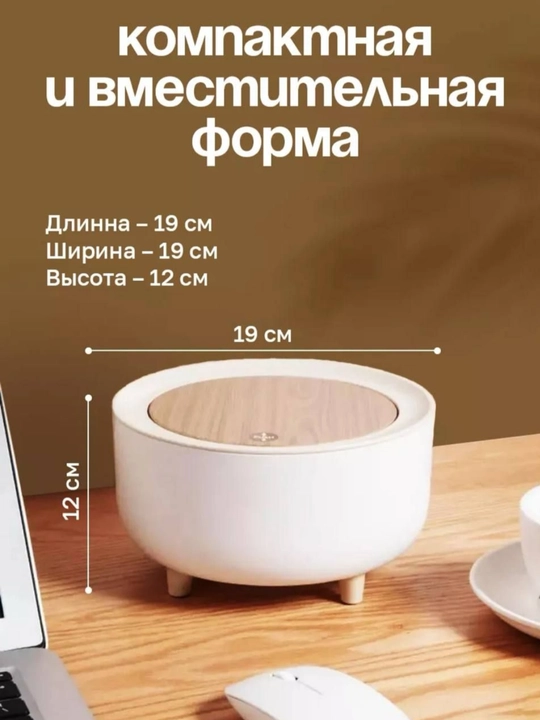 Настольная мини урна-мусорка с автоматической крышкой, органайзер, обьём 2 л