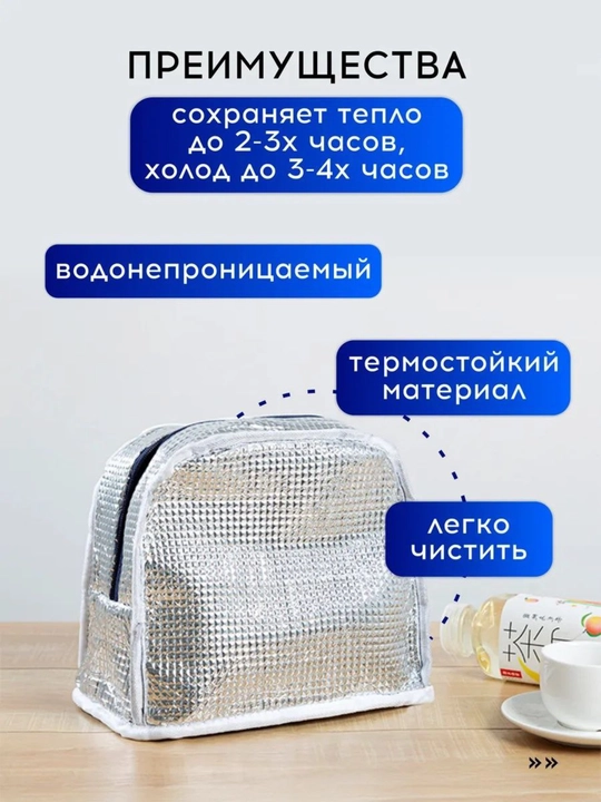 Piknik, maktab va ish uchun tushlik qutilari uchun termosumka