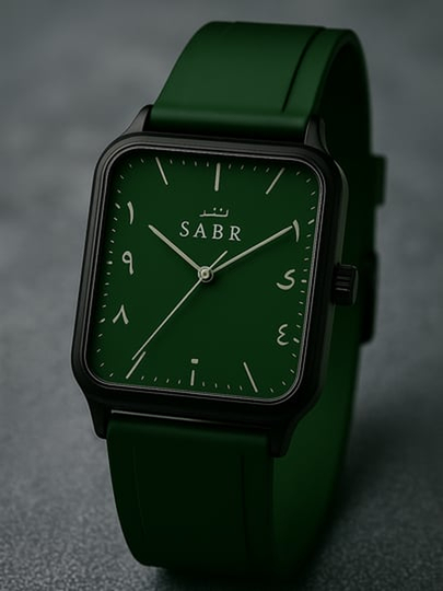 SABR – мужские квадратные часы, с арабскими цифрами — TOPBAZA-35W0103-ЗЕЛЕН