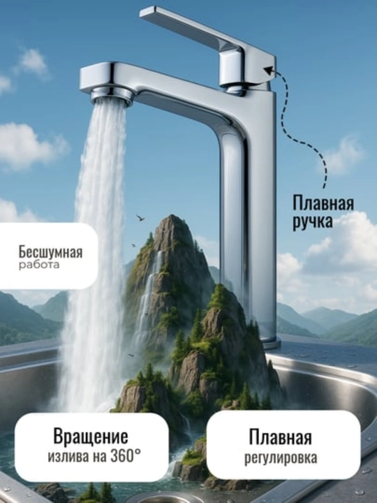 Смеситель для умывальника, кран, латунь, поворотный, нержавеющая сталь JILI