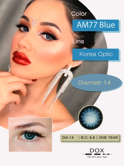 AM77 BLUE -4.00 Контактные линзы для зрения, голубые, BC 8.6, DIA 14.0, 12 месяцев — OPTICA-0000105