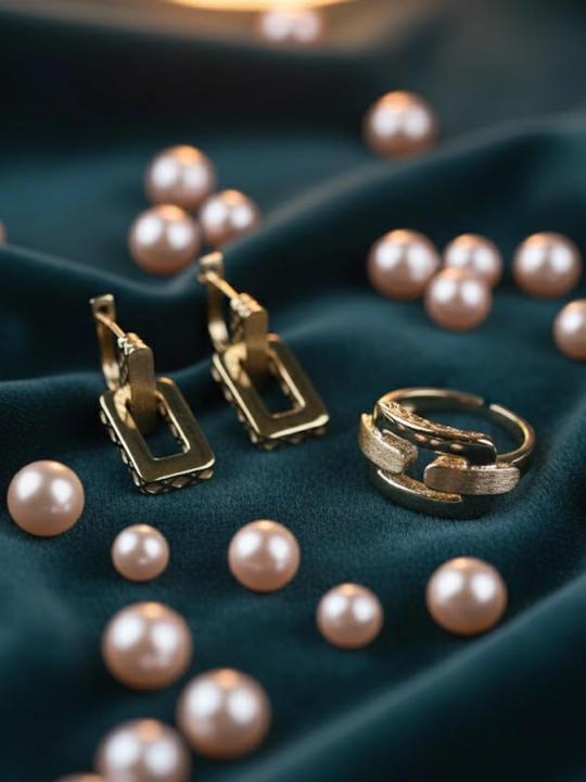 Золотое кольцо и серги комплект, 8.19 г, модель M26K, золото 585 пробы, MERRIT GOLD