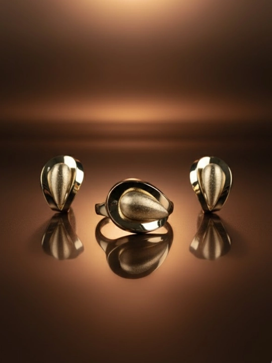 Золотое кольцо и серги комплект, 7.16 г, модель M28K, золото 585 пробы, MERRIT GOLD