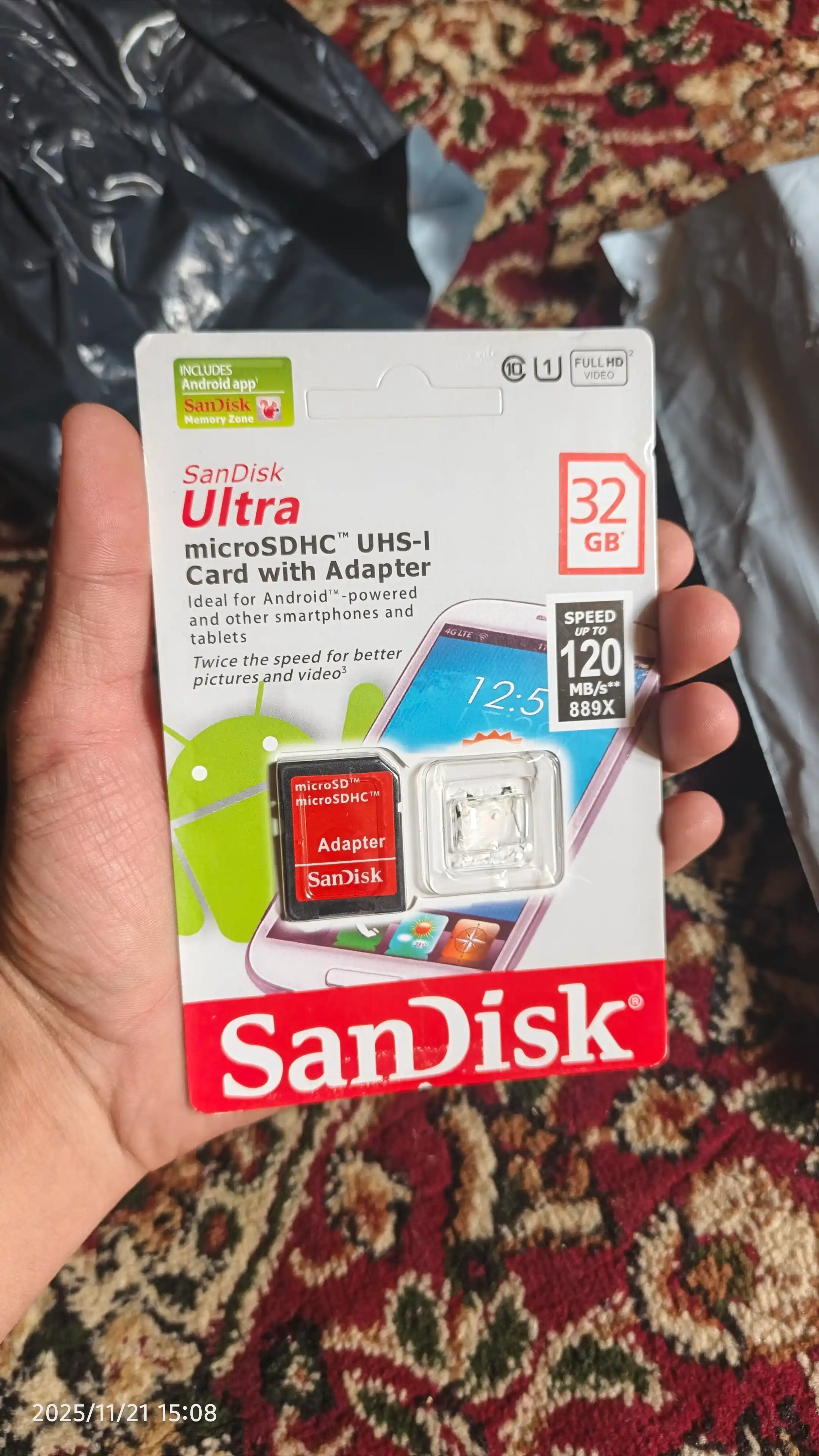 Fleshka,SanDisk Ultra MicroSD Xotira karta UHS-I (adapter bilan): 1|2|4|8|16|32|64|128 GB