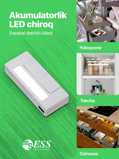 Akkumulyatorli LED chiroqlar ESS, harakat sensori va magnit bilan