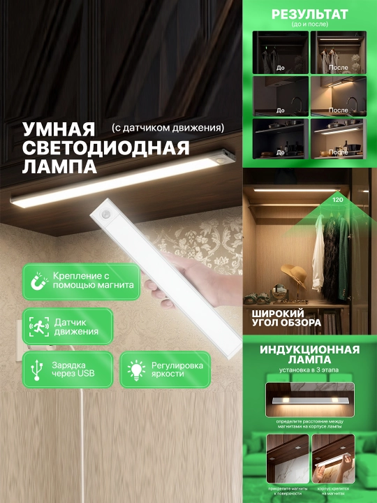 Akkumulyatorli LED chiroqlar ESS, harakat sensori va magnit bilan