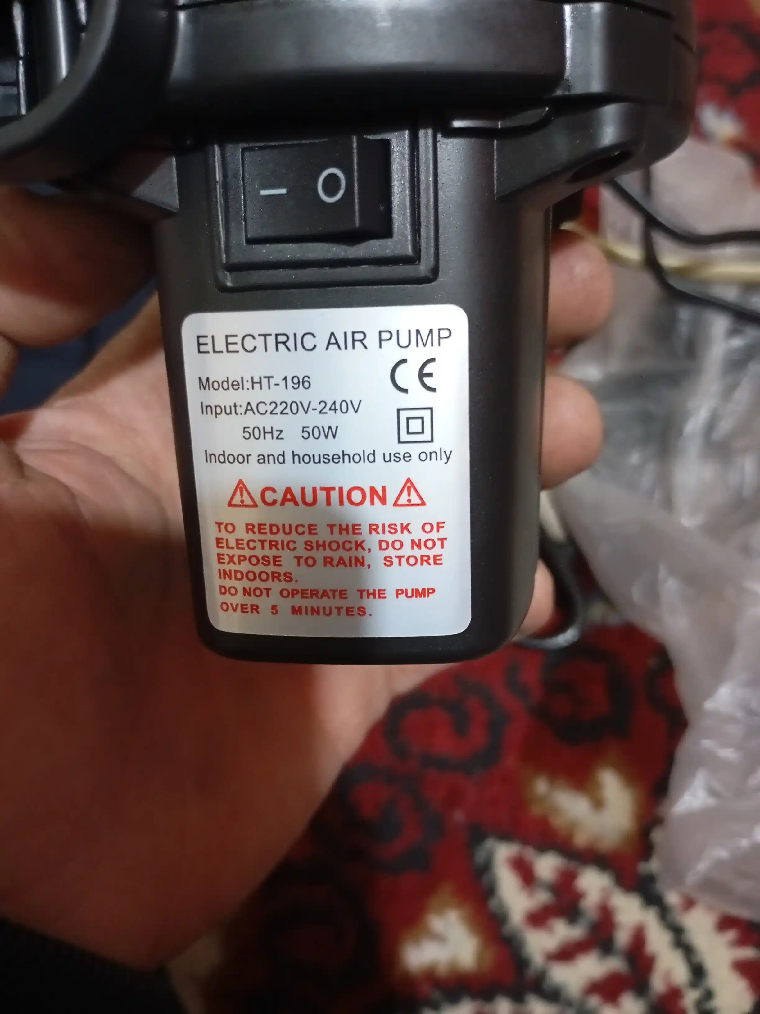 Havo matraslari va suzish basseynlari uchun elektr va qol nasosi, 3 dona nasadkasi bilan