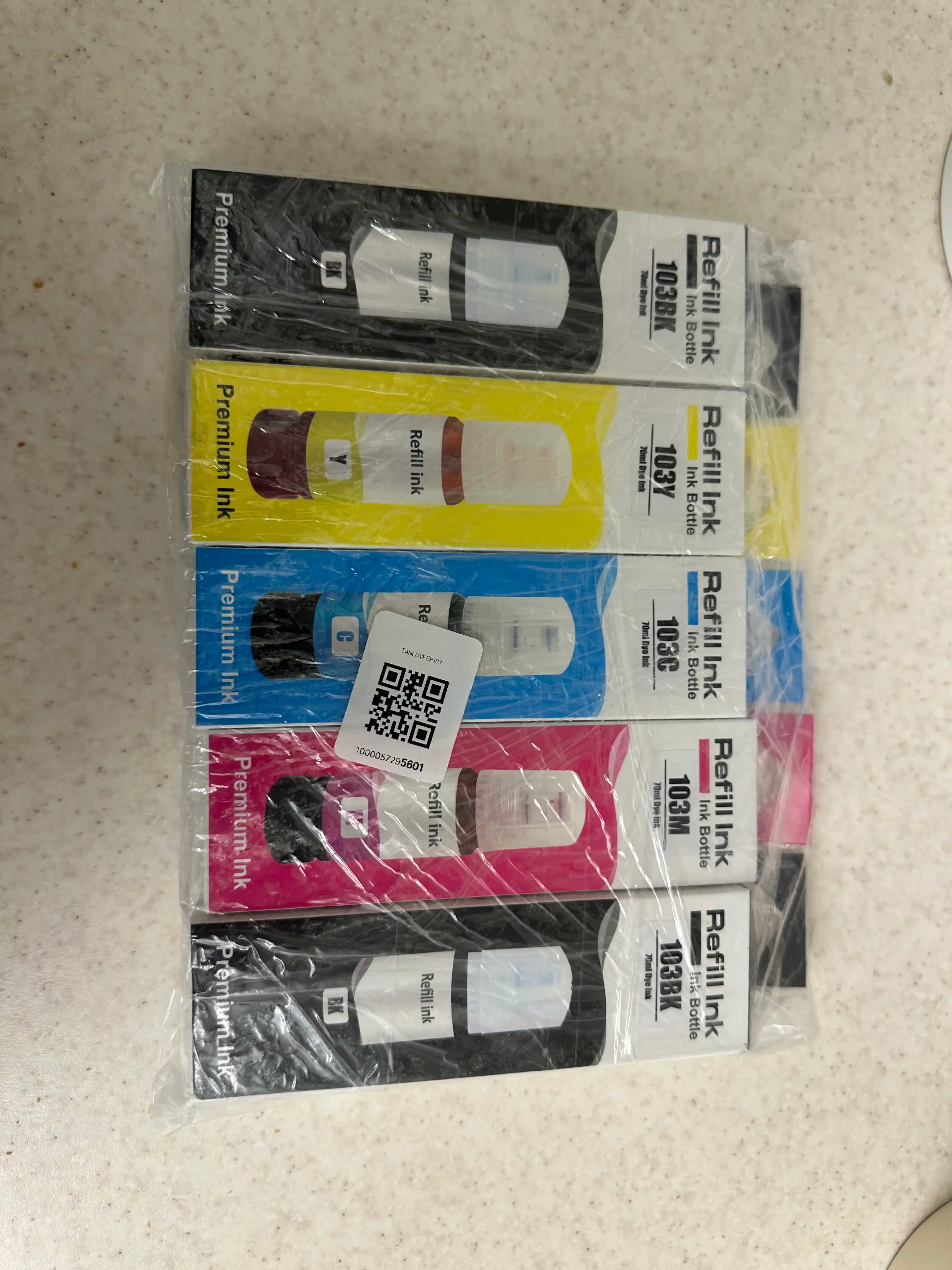 Siyoh Epson 103, l3150, l3250, 103 EcoTank printer bo'yog'i, 4 rang + 1 qora sovga