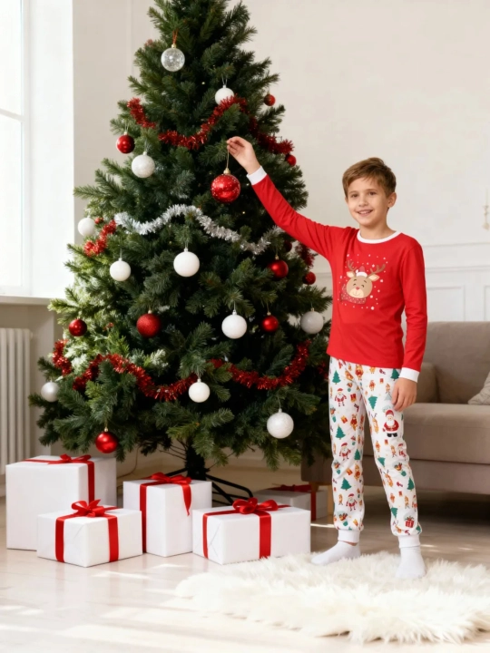 Qiz va o`g`il bolalar uchun pijama Yangi yilga,  paxta NEO