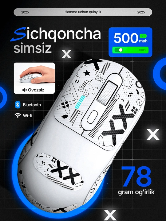 Simsiz sichqoncha kompyuter va noutbuk uchun, T-Wolf o'yin sichqonchasi, 2400 DPI - 