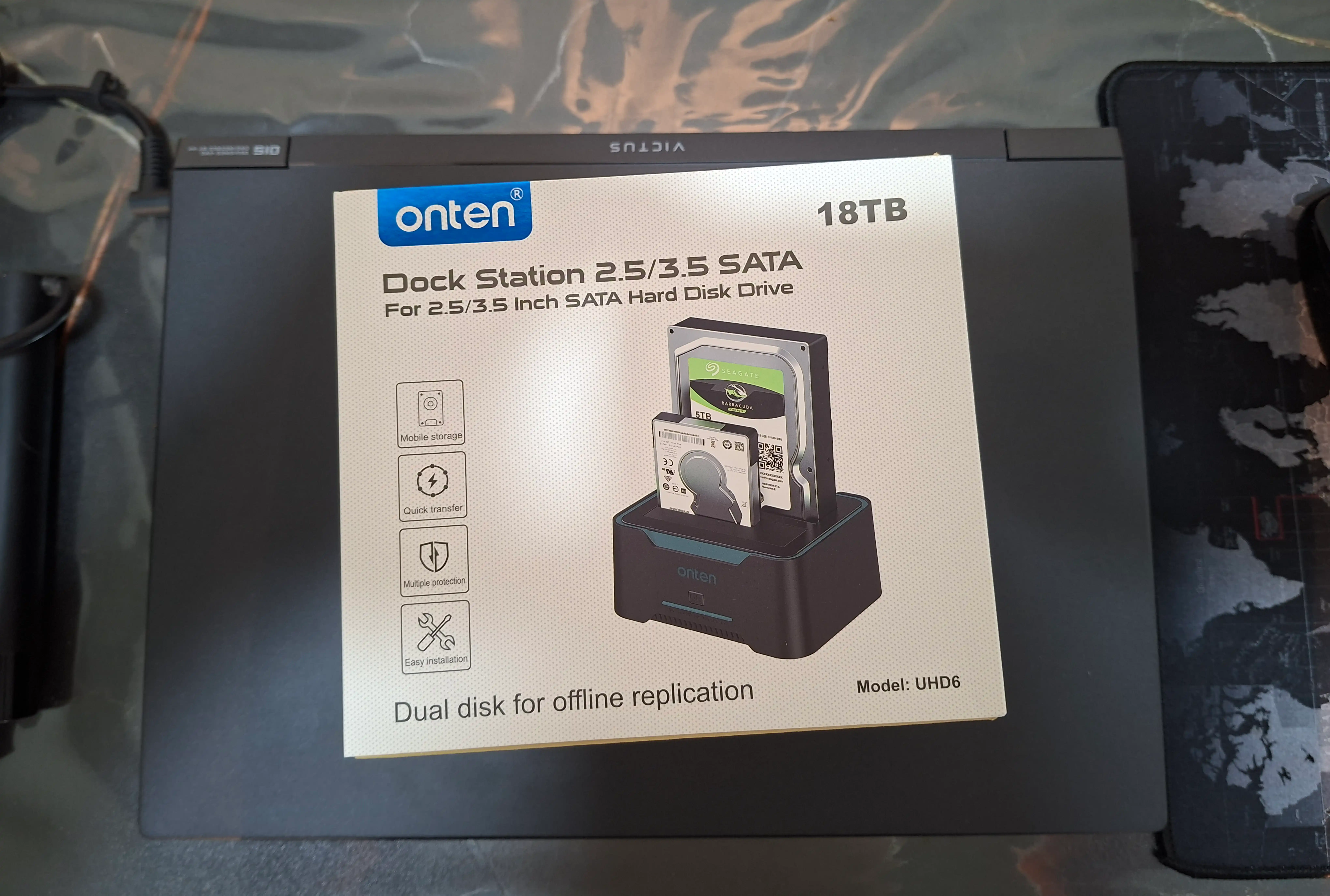 OTN UHD6 Dual Bay HDD/SSD dok-stansiya, 2.5/3.5 dyuym disklar uchun USB adapter