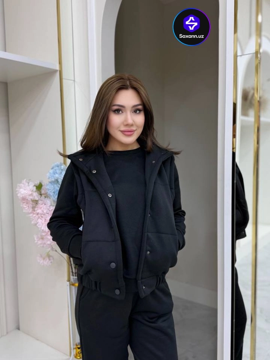 Uchlik to'plam: qulay xudi, zamonaviy jogger shim va uslubli qavariq jilet