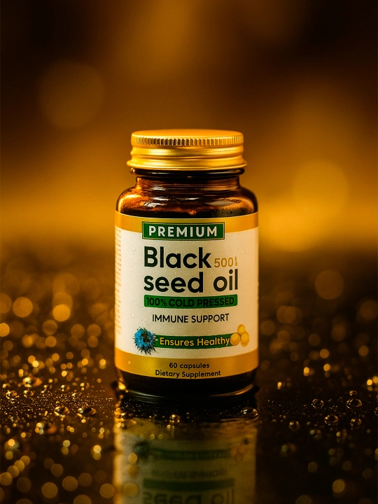 Black Seed Oil 500 mg, 60 капсул в стеклянной банке – Высокая концентрация Иммуномодулятор