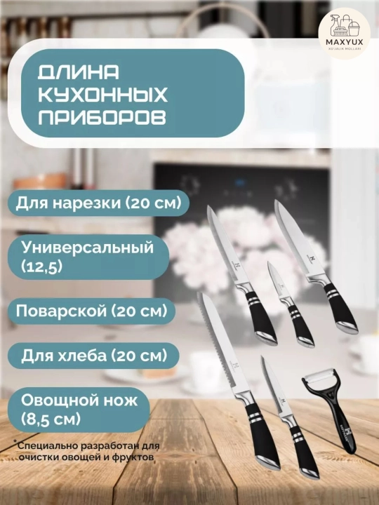 Набор кухонных ножей из нержавеющей стали Arshia, 9 предметов