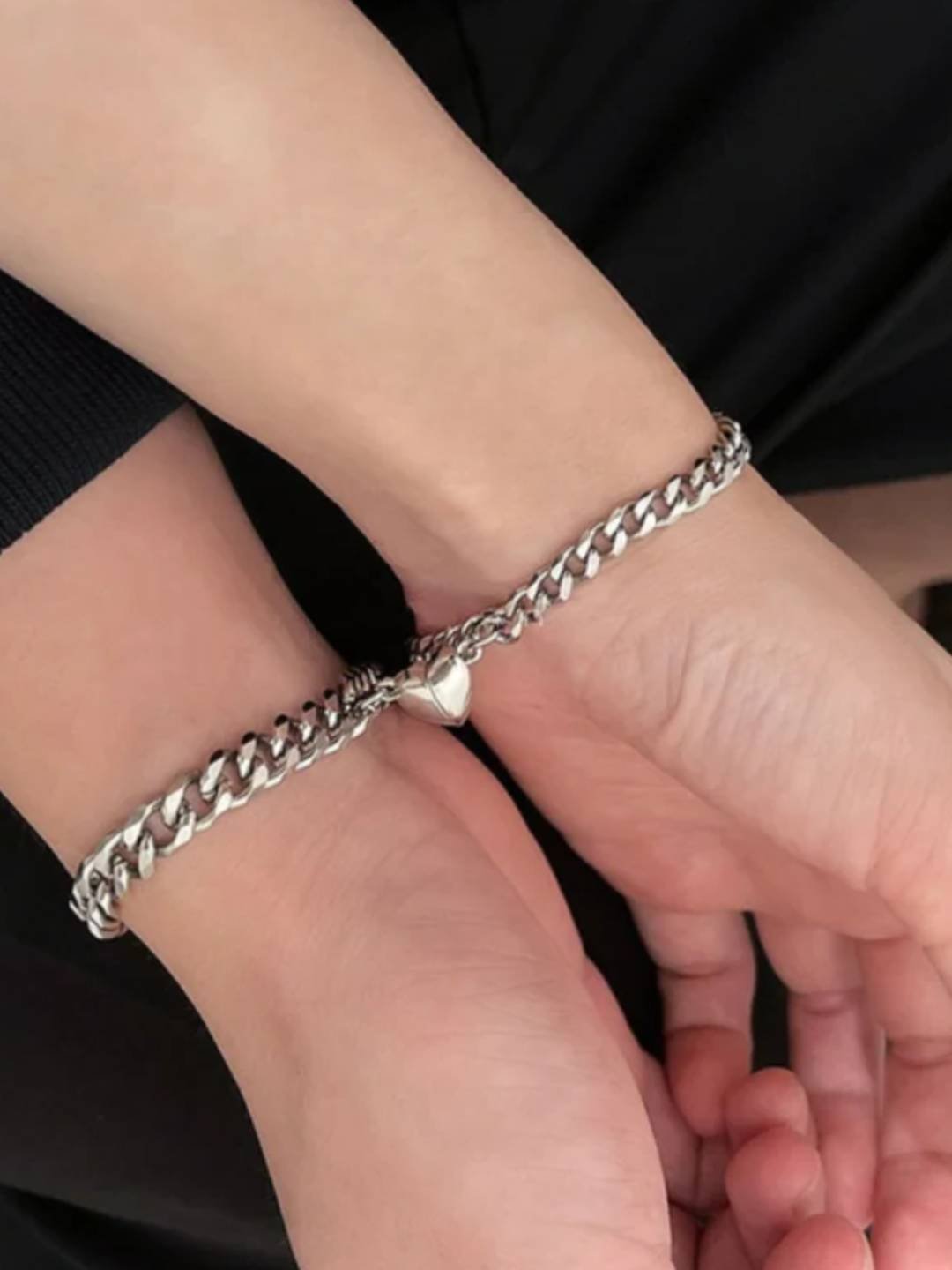 Серебристый цвет стальной браслет-цепочка с подвеской в форме сердца - 