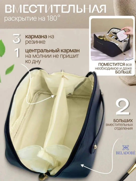 Женская косметичка, большая, сумка-косметичка, экокожа, 4 разных цвета