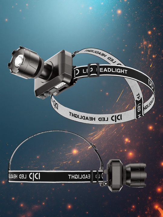 LED, Fonar, yoritgich,  boshga taqiladigan, 6W, 3000mAh, 3 rejim, Type-C, zoom indikatorli