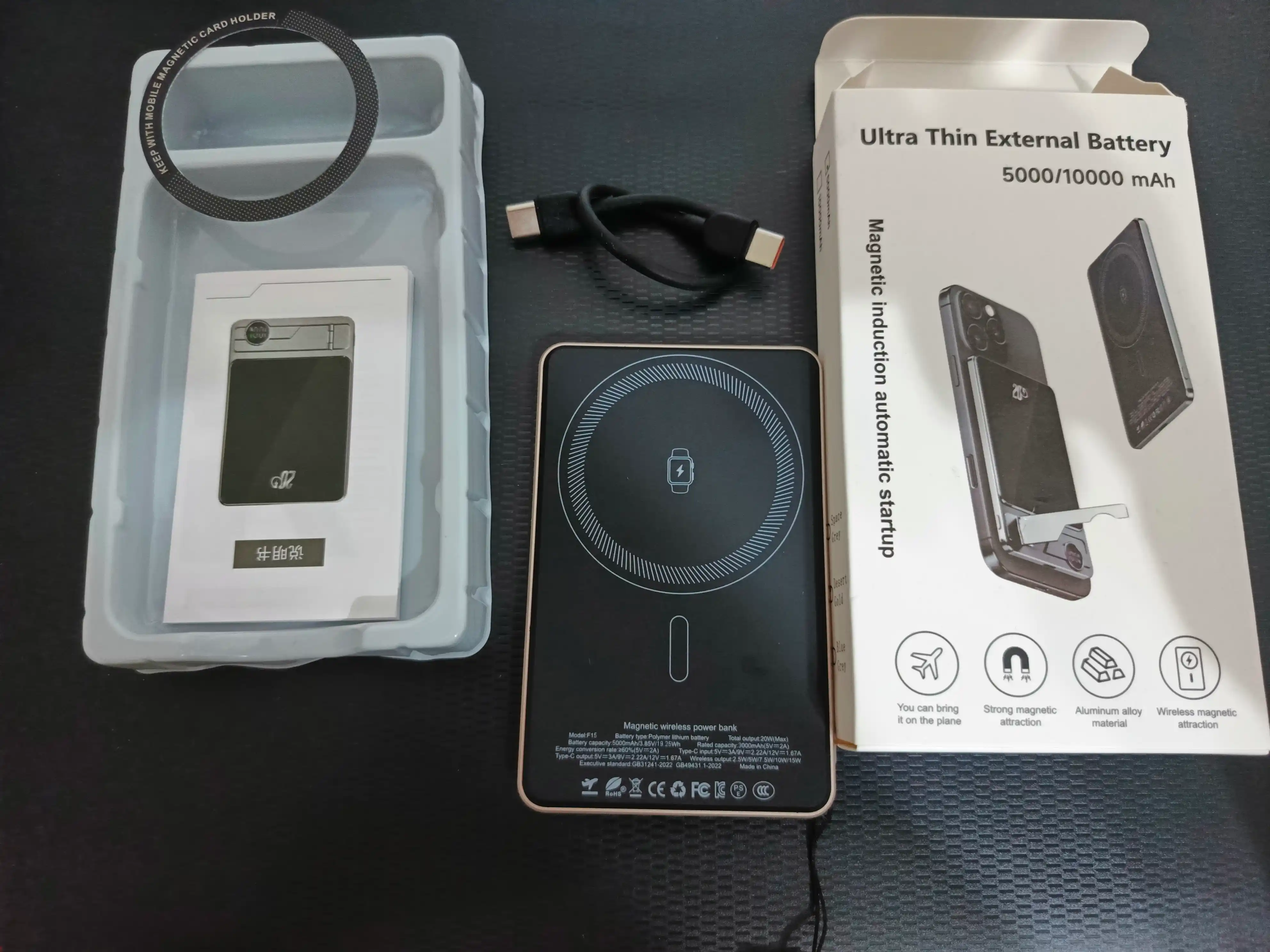 MagSafe uchun ultra yupqa 10000 mA/soat tashqi batareya