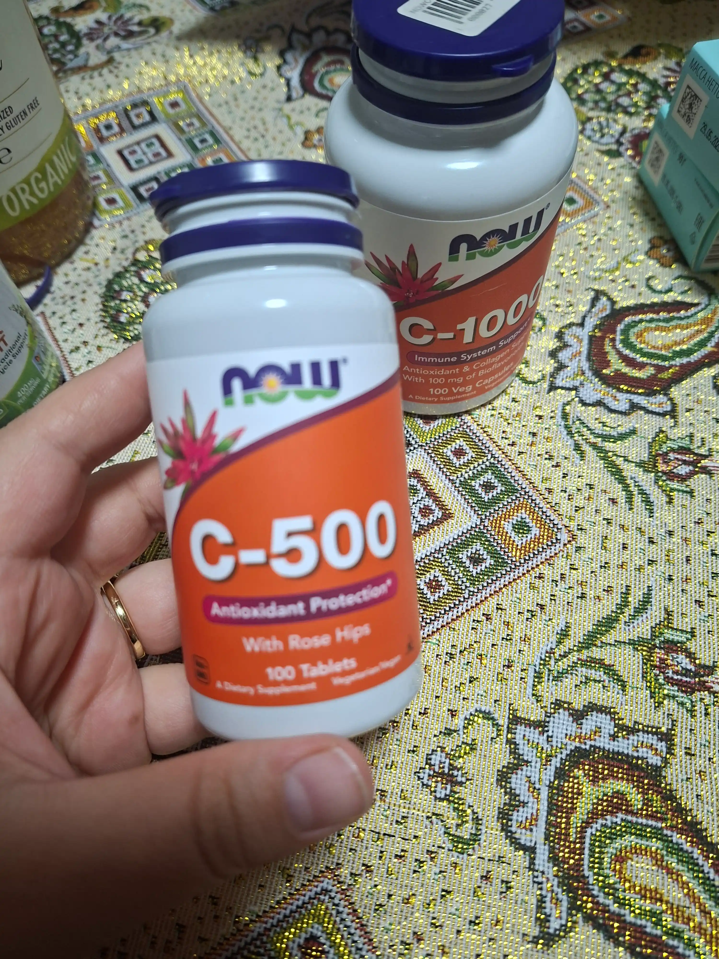 NOW Supplements, Vitamin C 500 mg va 1000 mg na'matak bilan, Halol