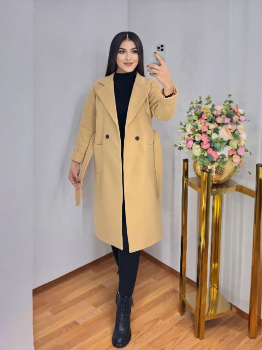 Zamonaviy elegant sayr ofes va kundalik uslub uchun issiq tutuvchi material ayollar paltos