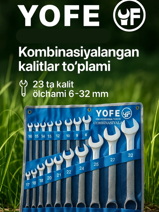 YOFE Professional Tools — 23 dona Kombinatsion kalitlar to‘plami (6–32 mm) - 