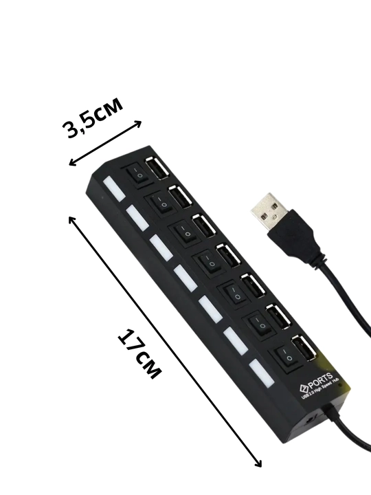 USB-КОНЦЕНТРАТОР. Разъем с 7 портами USB - быстрый, удобный и легкий концентратор 480 МБ/с
