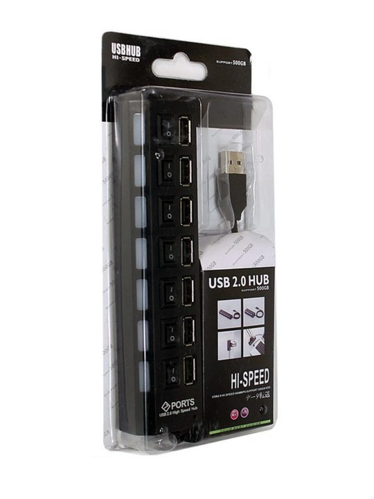 USB-КОНЦЕНТРАТОР. Разъем с 7 портами USB - быстрый, удобный и легкий концентратор 480 МБ/с