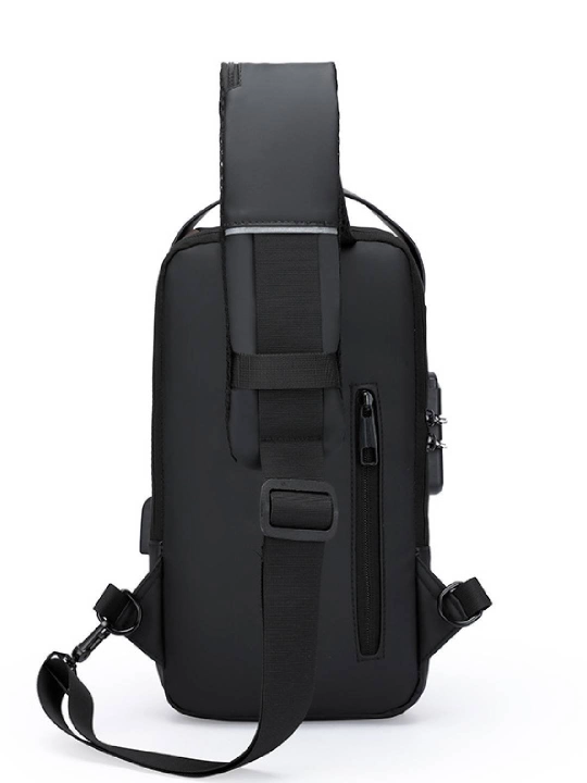 Erkaklar  Fashion USB Sling Bag – suvga chidamli sumka, USB zaryad porti va kodli qulflash