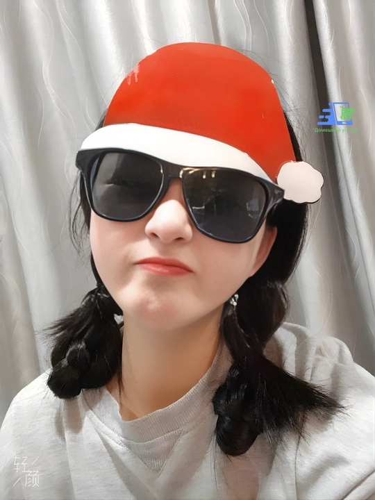 Новогодние карнавальные очки с шапкой Деда Мороза, очки Санта, праздничный аксессуар