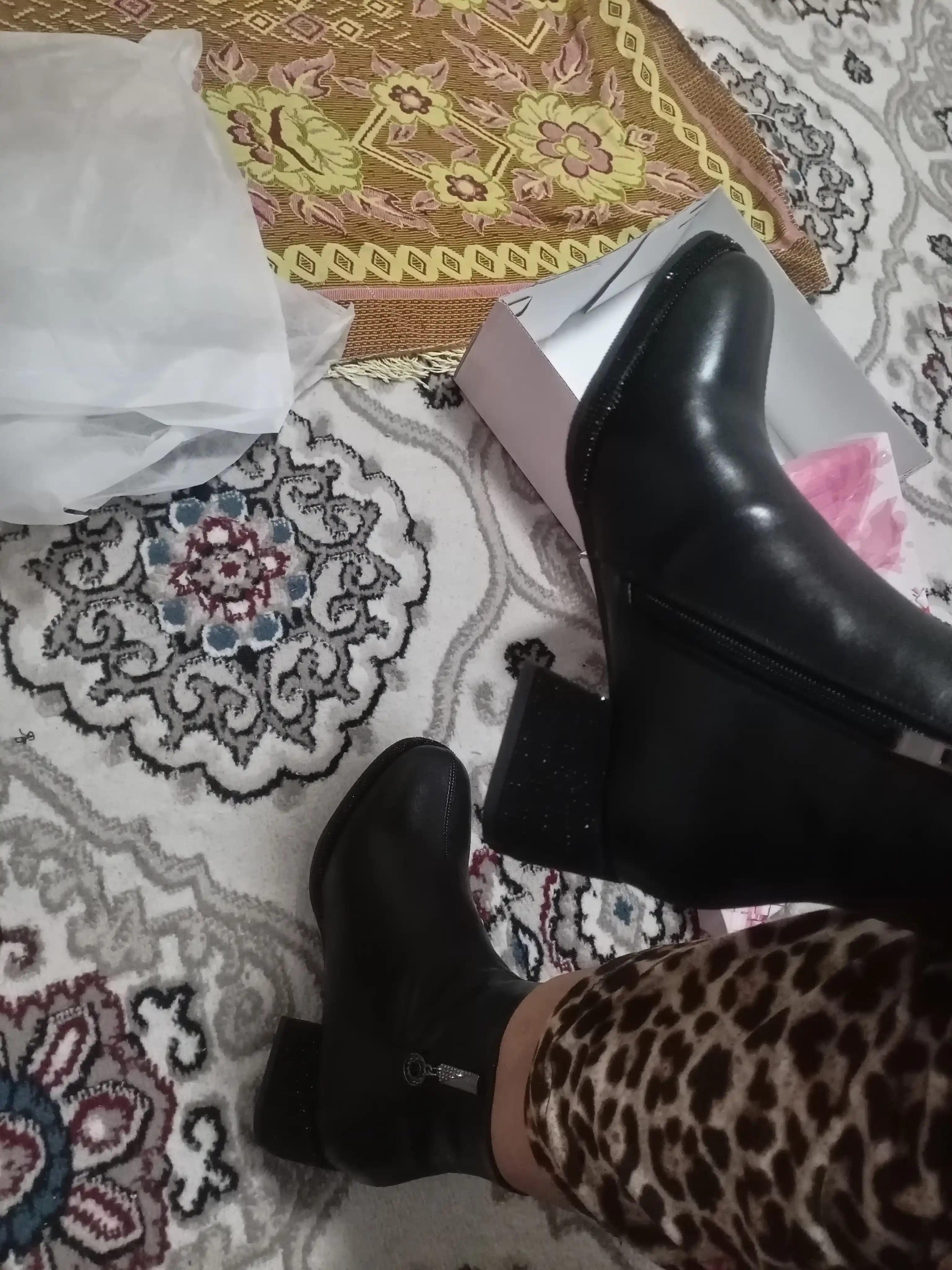 Ayollar botinkalari BELLISIMA 8895-D12PU", sun’iy mo‘ynali, poshna 3 sm