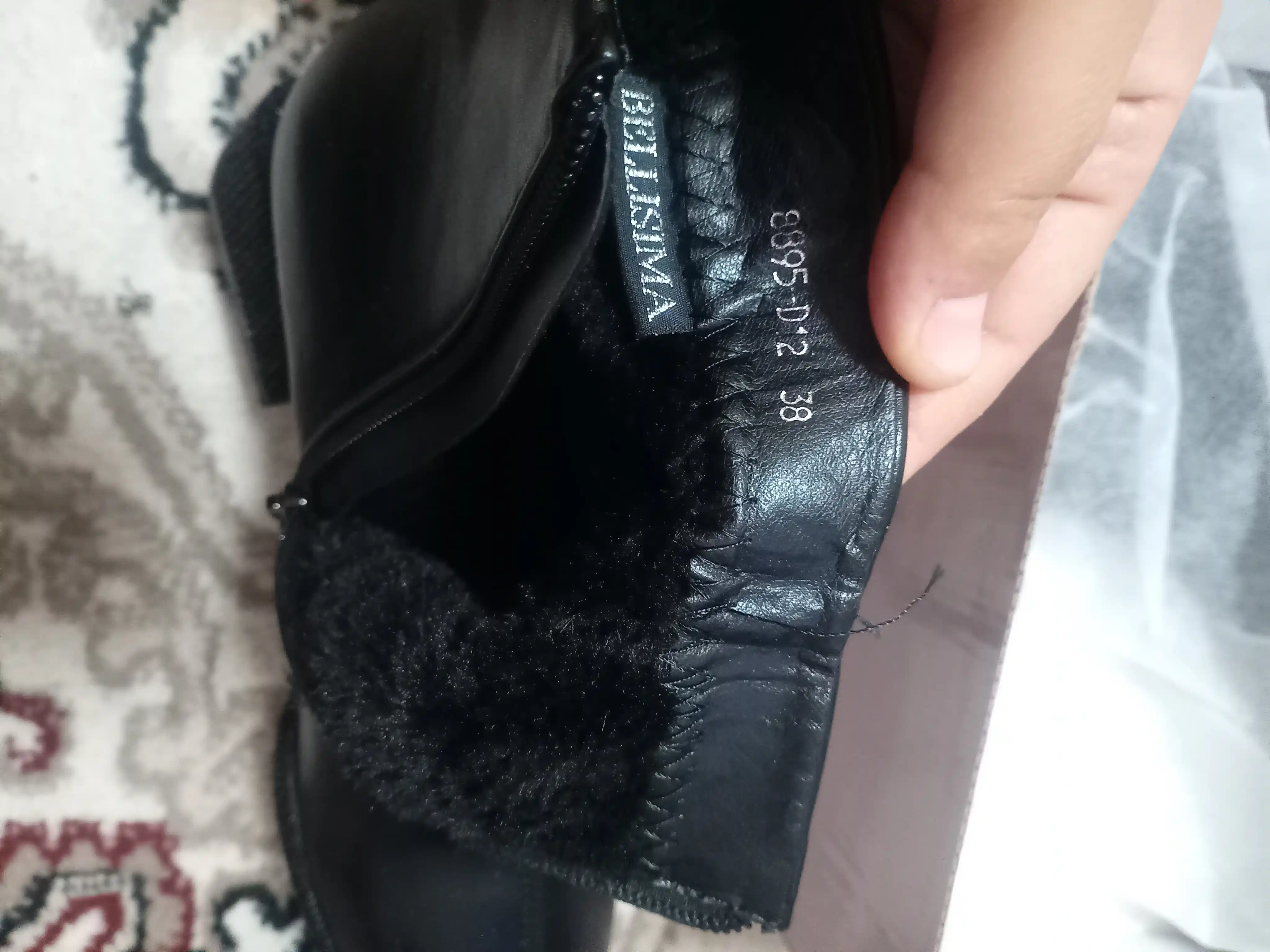 Ayollar botinkalari BELLISIMA 8895-D12PU", sun’iy mo‘ynali, poshna 3 sm