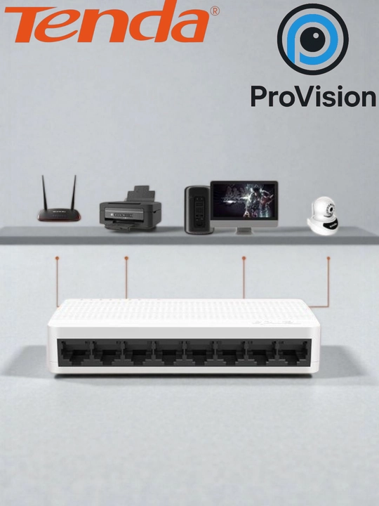 Tenda S108 8 portli boshqarilmaydigan 8 portli Fast Ethernet kommutator 10/100 Mbit/s - 