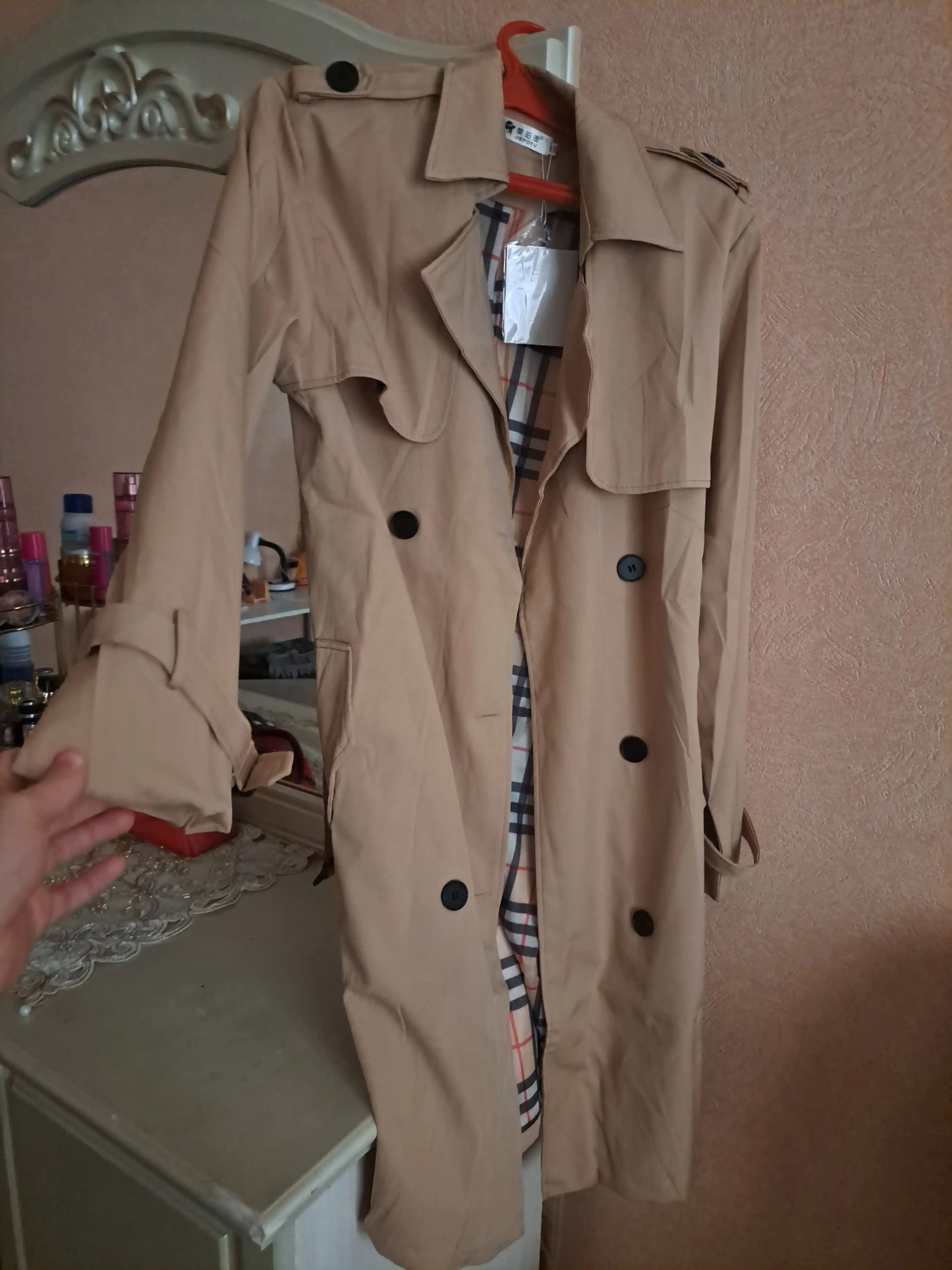 Ayollar uchun o‘rta uzunlikdagi trench plash, M–4XL — ELLY FASHION