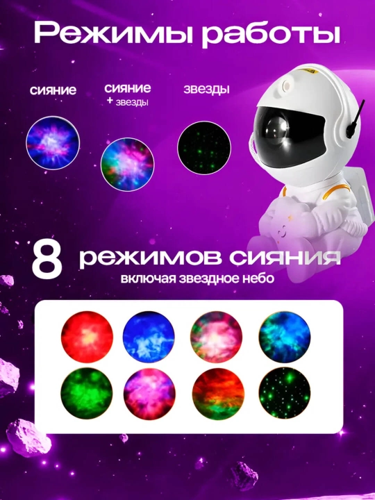 Космонавт-ночник, проектор звёздного неба для детей