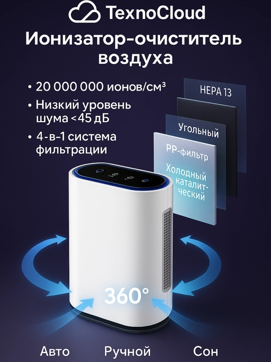 Havo tozalagich, namlantiruvchi, uvlajnitel, bolalar himoyasi, maydoni 50 m²
