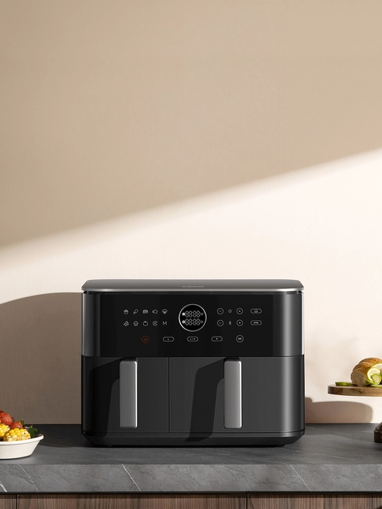 Xiaomi Dual Air Fryer 10L aerogril versiyasi sog‘lom ovqatlanish uchun global aqlli frityurnitsa