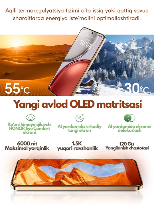 Honor X9d 5G smartfoni,AMOLED ekran,8300mAh,108MP,NFC,120Hz,1 Yil Kafolat