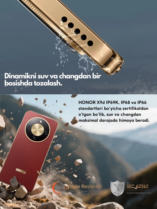 Honor X9d 5G smartfoni,AMOLED ekran,8300mAh,108MP,NFC,120Hz,1 Yil Kafolat