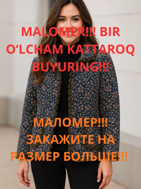 Ayollar uchun issiq qishki kurtka-palto milliy uslubda — mo‘ynali shuba-dublyonka, MALOMER