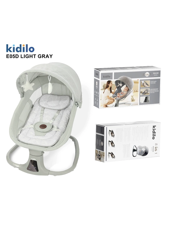 Шезлонг-качалка Kidilo E05D, 3 в 1, с автоматическим укачиванием и москитной сеткой