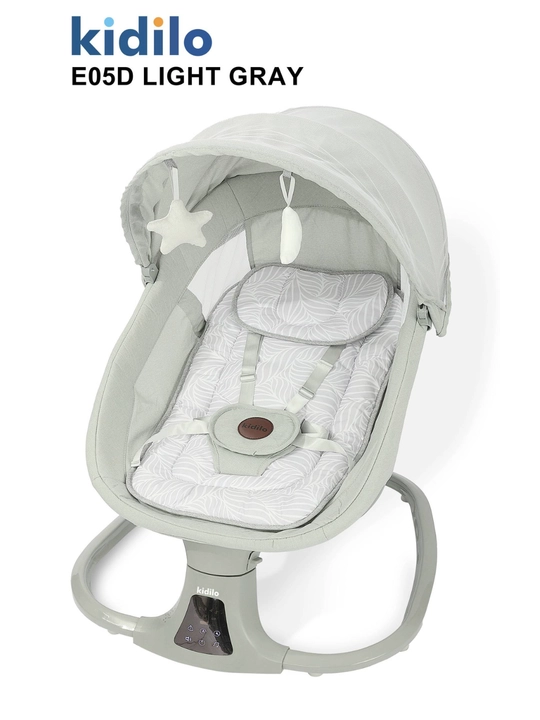 Шезлонг-качалка Kidilo E05D, 3 в 1, с автоматическим укачиванием и москитной сеткой