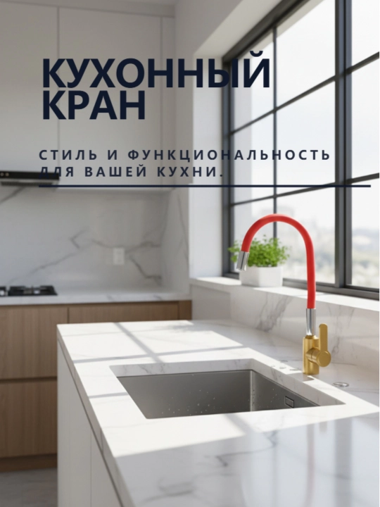 Кухонный смеситель, с гибким изливом и двухрежимным аэратором