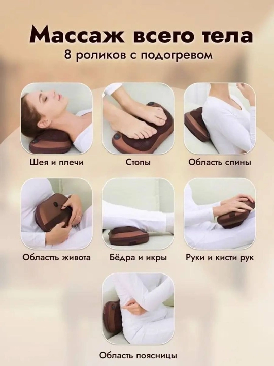 Электронный массажер подушка для шеи и плеч 