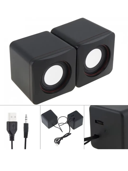 Компьютерные колонки, акустическая система 2.0, питание от USB, черные