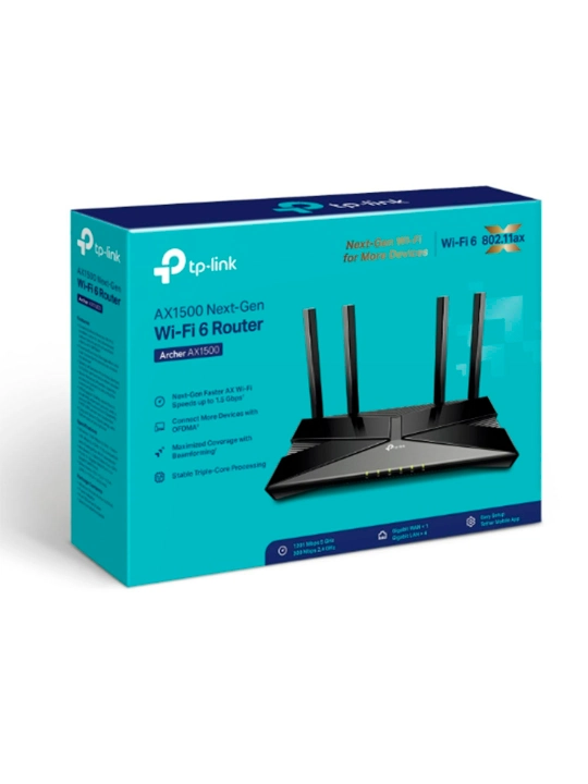 Wi-Fi роутер TP-Link Archer AX1500 2,4/5 ГГц, 4 антенны, высокая скорость 1500Мб/с