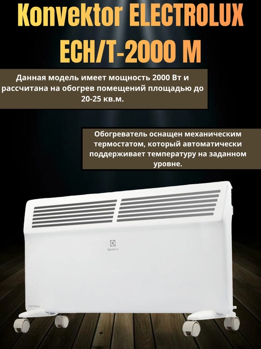 Electrolux ECH/AS-2000 MR — экономичный конвектор 2000 Вт для комнат до 25 м² - 