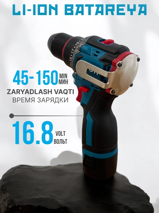 Akkumulyatorli shurup-buragich-drel Biyoti BYT-CD1015 — 10mm, 1400 RPM
