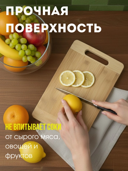 Доска разделочная из бамбука, кухонная деревянная доска
