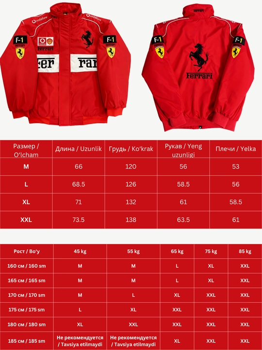Miyo f1 racing qishki sport kurtkasi — qizlar va yigitlar uchun