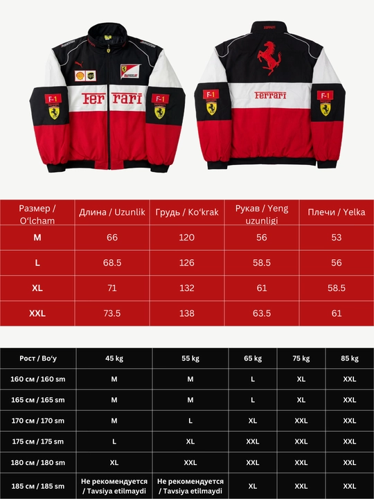 Miyo f1 racing qishki sport kurtkasi — qizlar va yigitlar uchun